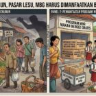 Ilustrasi pasar dan MBG jadi pertumbuhan ekonomi baru. (Bentangkaltim.com/AI).